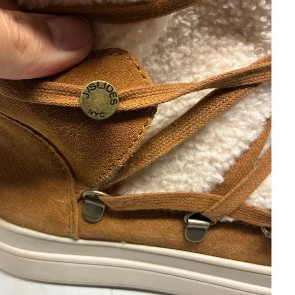 JSLIDES Winter Boots Women's Brown Suede Shearling Lined Lace Up Casual 8.5 - Picture 4 of 16